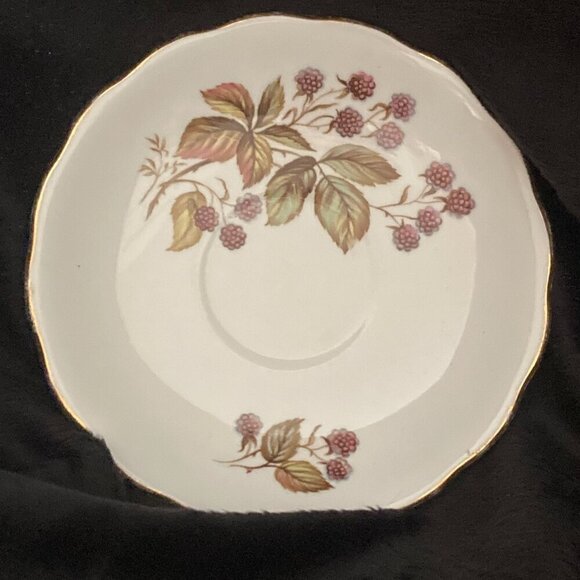 Vintage Royal Vale #7976 Black Berries And Leaves Tea Cup and Saucer - Picture 4 of 5